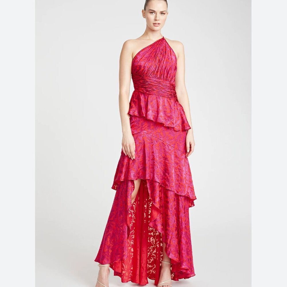 Theia medora ruffle high low dress size 10